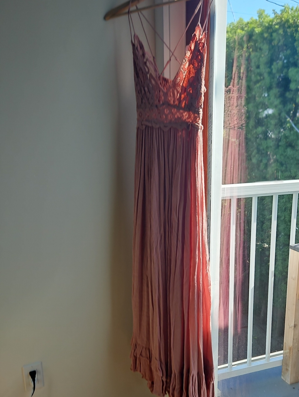 Free People Dusty Rose Crochet Bodice Maxi Dress